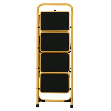 4-Step Lightweight Iron Ladder, 330 lb. Load Capacity, Yellow, Household Essential