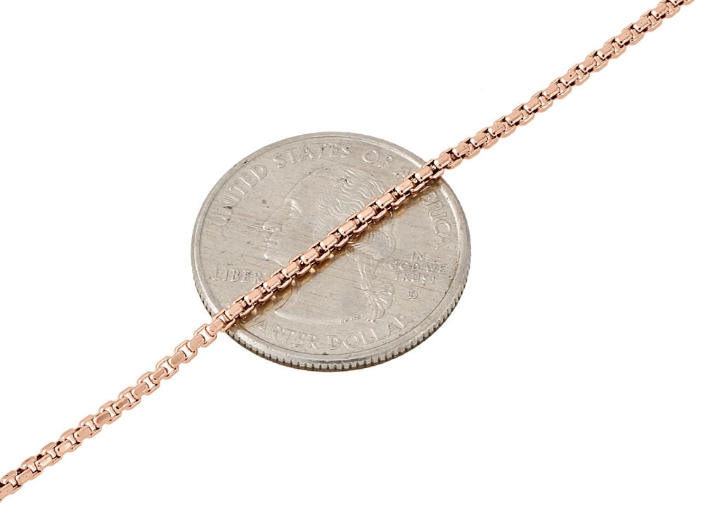 10K Rose Gold Mens Ladies 1.5MM Rounded Venetian Box Chain Necklace 18 Inches