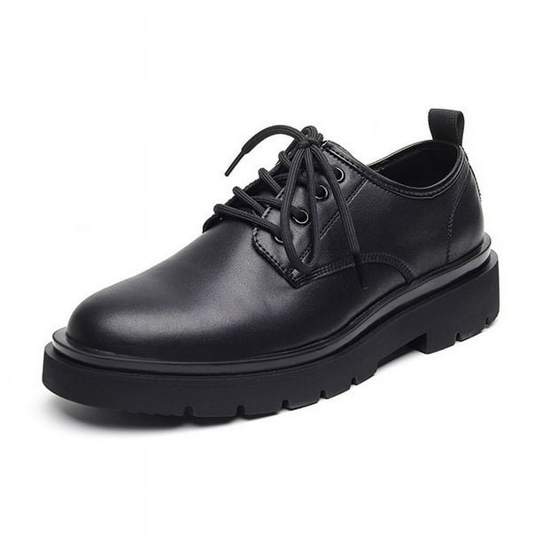Zapatos de cuero pequeños para hombre, estilo británico, zapatos de hombre de gran tamaño, zapatos de moda antiguos con doble cordón negro