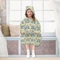 thumbnail image 7 of FORMRS Wearable Blanket Hoodie with Sleeves for Kids Cozy Flannel Sweatshirt, Beige Floral Pattern, 7 of 7