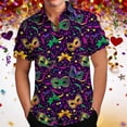 thumbnail image 6 of MELDVDIB Mens Shirts Carnival Printed Loose Summer Tops Button-Up Turn-Down Collar Short Sleeve Beach Shirts with Pocket, 6 of 6