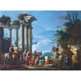 thumbnail image 2 of Giovanni Ghisolfi 14x11 Gold Ornate Wood Frame and Double Matted Museum Art Print Titled - Figures by a Ruined Temple with Pythagoras Appearing from the Cavern, 2 of 4