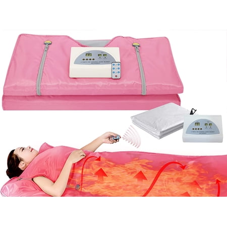 Slsy Far Infrared Sauna Blanket  2 Zone Digital Heat Sauna Blanket  Personal Sauna Blanket with 50 Packs Plastic Sheeting  Professional Detox Therapy Machine Detox Sauna Blanket 75