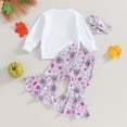 thumbnail image 3 of Okbabeha Toddler Girl Winter Clothes Baby Halloween Outfit Letter Crewneck Sweatshirt Pumpkin Flare Pants Fall Outfits, 3 of 7