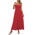 thumbnail image 1 of PENGXIANG Femmes Maxi Robe d'Été Casual Boho Sans Manches Spaghetti Sangle Smocked Longues Robes de Plage Soleil, 1 of 5
