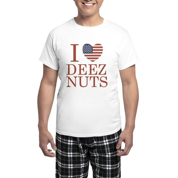 CafePress - I Love Deez Nuts Men's Light Pajamas - Men's Light Loose Fit Cotton Pajama Set