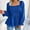 Blue, variant on KIHOUT Summer Female Solid Long Sleeve Blouse Flowy Casual Ruffle Pullover T-Shirt Bandage Tops Tunic Tops