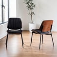 thumbnail image 3 of Tcbosik 2 Pack Upholstered Kitchen & Dining Room Chairs, Faux Leather Armless Accent Chair with Metal Legs for Living Room, Black, 3 of 10