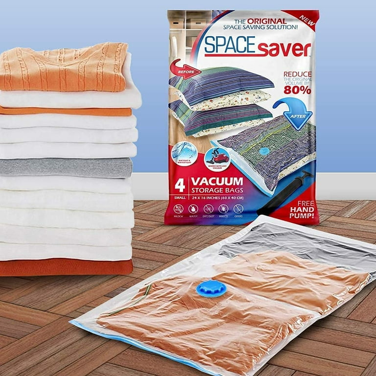 Spacesaver Premium Vacuum Storage Bags. 80% More Storage! Hand-Pump for Travel! Double-Zip Seal and Triple Seal valve! Vacuum Sealer Bags for