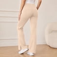 thumbnail image 5 of cocolona Womens Winter Casual Fleece Flare Pants Solid Color Elastic Waist Wide Leg Gym Workout Yoga Pants with Pockets, 5 of 5