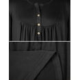 Women's Plus Size Henley Shirt Long sleeve V Neck Flared Blouse Pleated