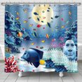 thumbnail image 1 of Whimsical Rideau de Douche sous-Marin avec Poisson Bleu & Design Pleine Lune, 1 of 4