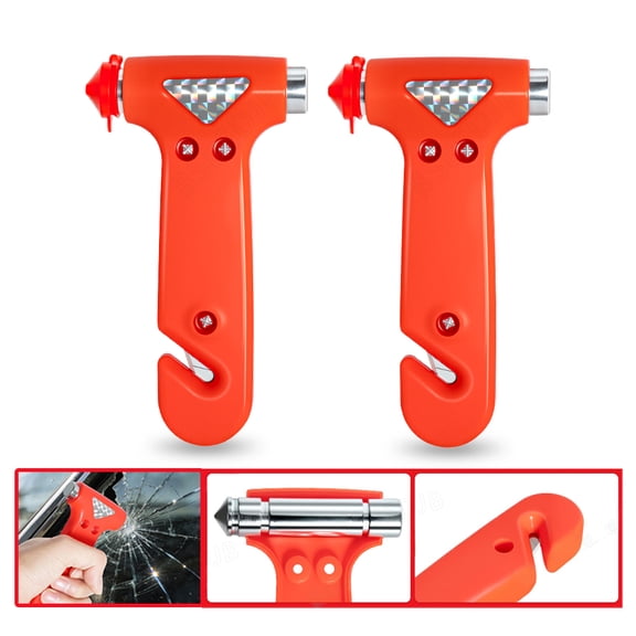 Bright Orange Seatbelt Cutter & Window Breaker Emergency Escape Multi Tool, Pack of 2