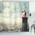 thumbnail image 1 of Ambesonne Christmas Shower Curtain, Santa Sits on Chimney, 69"Wx75"L, Multicolor, 1 of 3