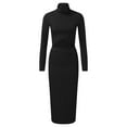 thumbnail image 4 of SRZYMJ Women's 2 Piece Fall Outfits Set Long Sleeve Crop Top Bodycon Slit Midi Skirt Sets Ribbed Knit Winter Dress, 4 of 5