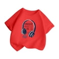thumbnail image 3 of Chemises pour Filles Mignonnes Mode Imprimée Col Rond Manches Courtes Tee Été Décontracté Ample Hauts pour Filles Rouge 10 Ans-12 Ans, 3 of 5