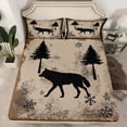 thumbnail image 2 of Feelyou Farmhouse Wolf Animal Bed Sheets, Western Woodland Wildlife King Sheets, Christmas Snowflake Sheet Set, Ultra Soft Bedroom Decor, 4-Piece, 2 of 7