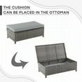 thumbnail image 4 of Outdoor Wicker Love Seat and Coffee Table Set, Weather Resistant Grey Rattan, Patio Furniture with Gray Cushions & Storage Bin, 4 of 6