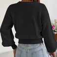 thumbnail image 6 of Sweater With Long Sleeves Women's Fashion Fall And Winter Contrast Bow Waist Sleeve Loose Sweater Pullover Tops Black Xl, 6 of 9