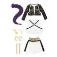 thumbnail image 2 of G'irl's Pop Star Cosplay Costume, Pop Singer Sequin Anime Game Idol Stage Performance Outfit, Jacket Shorts Set with Purple Braid for Halloween Fancy Dress, 2 of 7