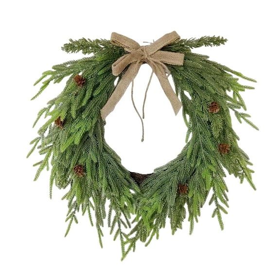 Ongmies Norfolk Pine Wreath, Artificial Christmas Wreath With Cedar – Holiday Décor For Front Door, Mantel, Wall, Window & Indoor/Outdoor Winter Decoration, Christmas Pine Wreath