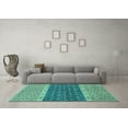 thumbnail image 3 of Ahgly Company Machine Washable Indoor Rectangle Oriental Turquoise Blue Modern Area Rugs, 2' x 5', 3 of 4