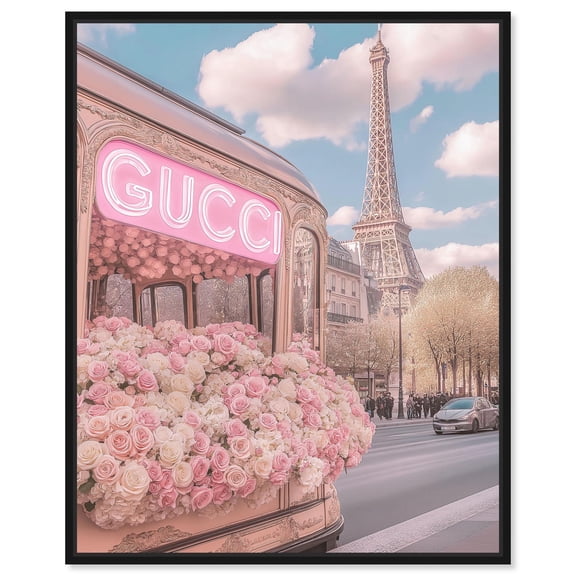 Pink Glam in Paris Canvas Print Fashion Art by Art Remedy, Black Frame, 16 x 20
