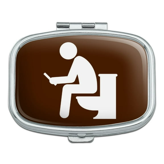 Man Pooping on Toilet Funny Rectangle Pill Case Trinket Gift Box