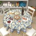 thumbnail image 5 of Yellow and Blue Floral Tablecloth Round 60 Inch Farmhouse Boho Tablecloth Spring Summer Fabric Table Cloth With Wrinkle Resistant For Kitchen Holiday Picnic Party Dinner Room Indoor Outdoor Decor, 5 of 7