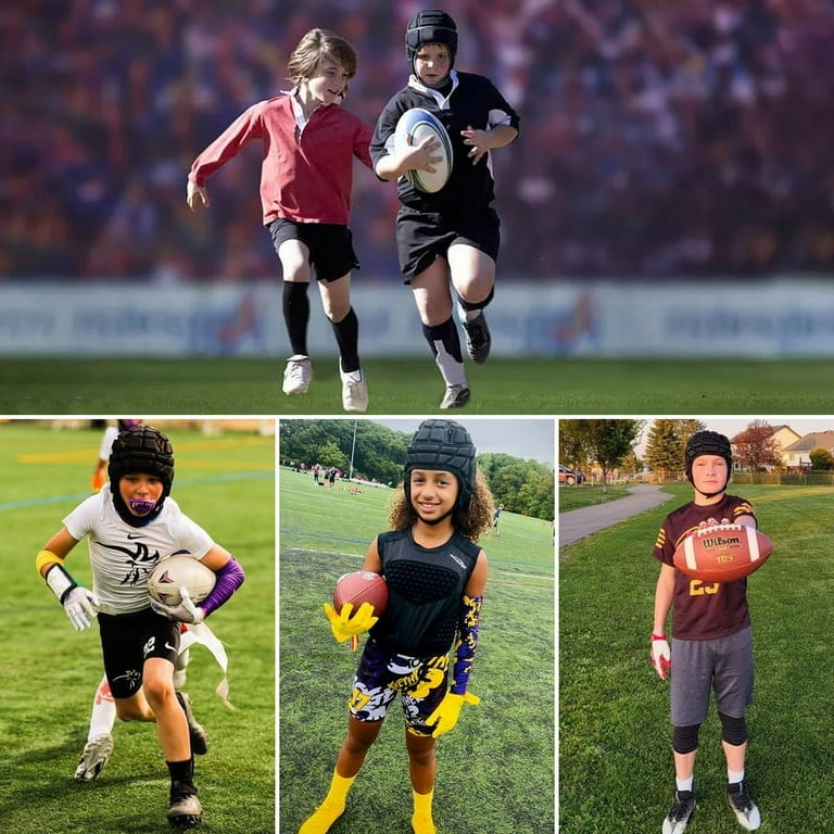Rugby Helmet Flag Football Padded Headgear Adjustable Soft Shell Headguard Head Protection