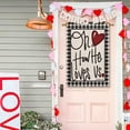 thumbnail image 3 of Gyryp Oh How He Loves Us Valentine's Day House Flag 28x40 Inch Outside Double Sided, Buffalo Plaid Rustic Yard Outdoor Decoration, 3 of 7