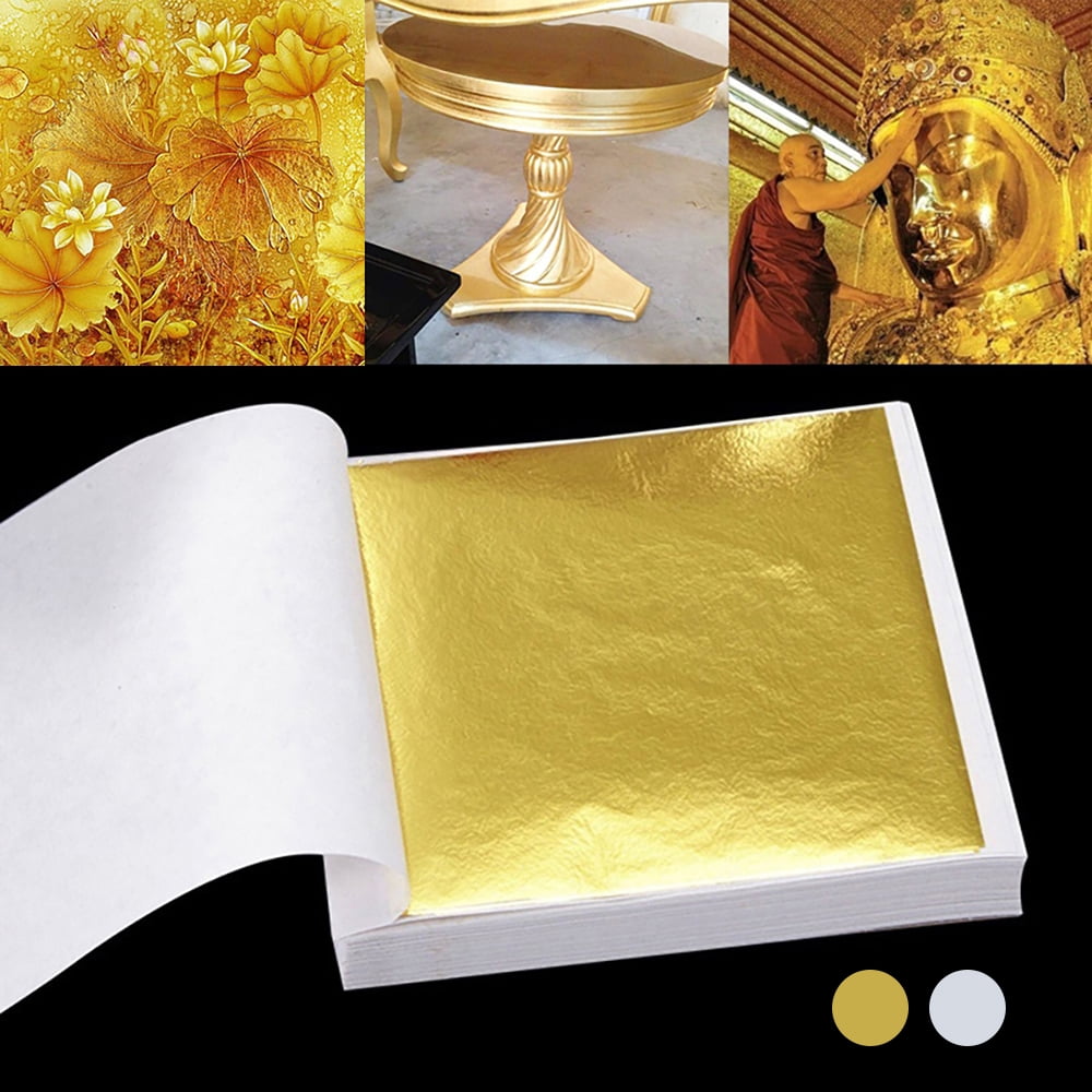50//100PCS Gold//Silver//Copper Foil Leaf Sided Paper Decor Gilding DIY Crafts