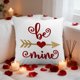 thumbnail image 1 of Funda de almohada para San Valentín 17,7"x17,7" | Estampado de corazón rayado | Funda decorativa de cojín de poliéster rojo | Diseño Romántico Digital HD | Sofá acogedor con acento en dormitorio, 1 of 6