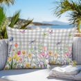 thumbnail image 3 of Throw Pillow Covers 20x20 Inch Set of 2, Wildflowers Waterproof Outdoor Pillow Covers, Spring Watercolor Tulip Floral Leaf Grey Plaid Decorative Cushion Pillowcases for Couch, Sofa, Bed, Patio, 3 of 9