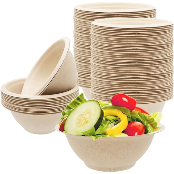 100 Pcs 12oz Disposable Paper Bowls, Compostable Disposable Soup Bowl,Round Paper Bowls,Eco-Conscious Bowls for Pasta and Dessert