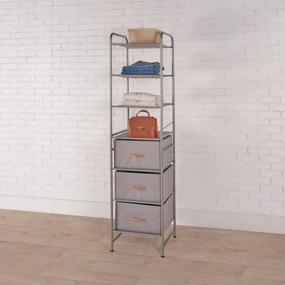 Mainstays 7 Tier Storage Tower with Drawers Closet Organizers