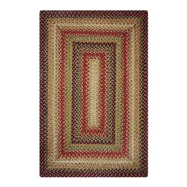 Homespice Decor 507808 2.5 x 6 ft. Gingerbread Jute Oval Braided Rug - Brown, Deep Red