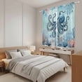 thumbnail image 3 of Coastal Octopus Blue Kitchen Curtains 63 Inch Length, Summer Beach Nautical Coral Starfish Tiers Curtains for Living Room Berdoom Bathroom, Light Filtering Drapes Window Treatment 2 Panels 42"Wx63"L, 3 of 8