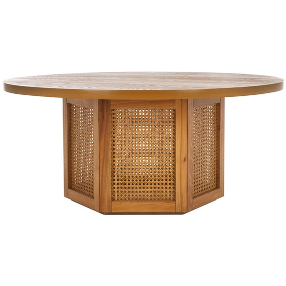 SAFAVIEH Danez Contemporary Round Wood Coffee Table, Natural/Natural