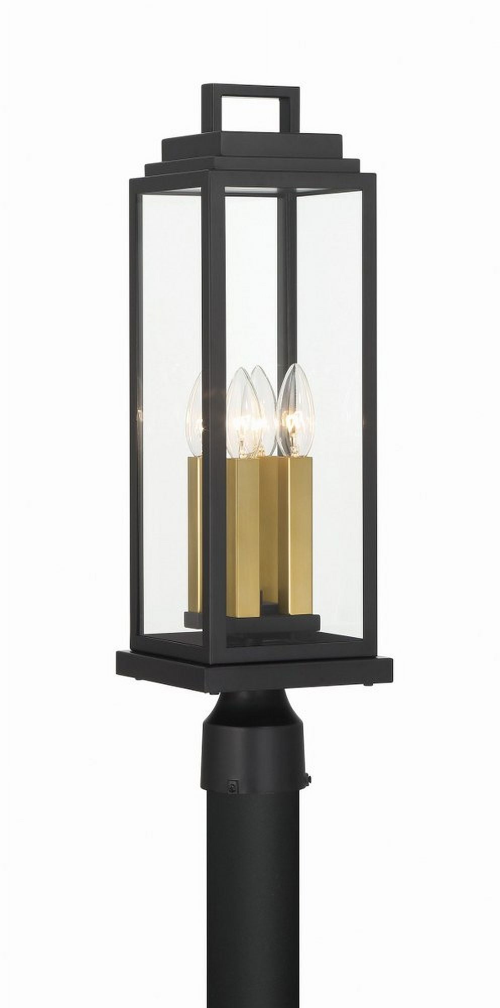 Crystorama Aspen 4 Light Matte Black Outdoor Post - 6.5"W x 22"H x 6.5"D