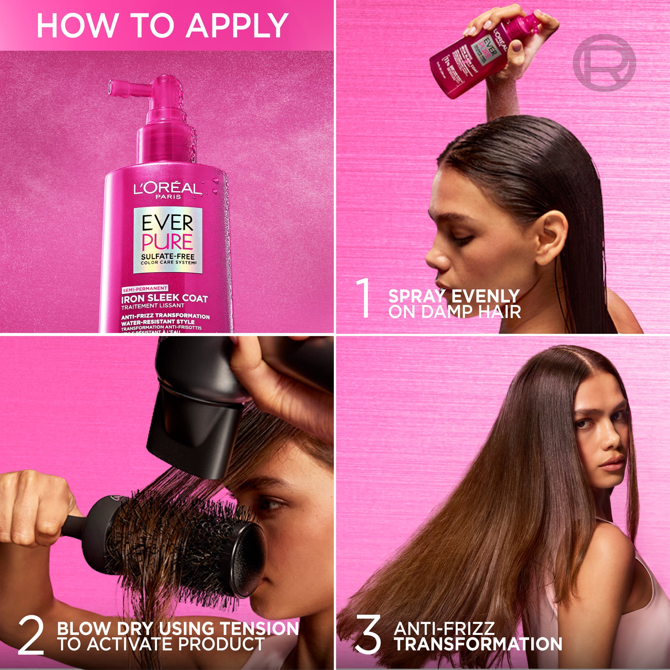 L’Oréal Paris EverPure Sulfate-Free Anti-Frizz Smoothing Iron Sleek Coat Hair Treatment, 5.1 fl oz
