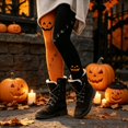 thumbnail image 5 of Halloween Leggings for Women Spooky Pumpkin Printed Tights High Waisted Soft Stretchy Yoga Pants Saffron,M, 5 of 6