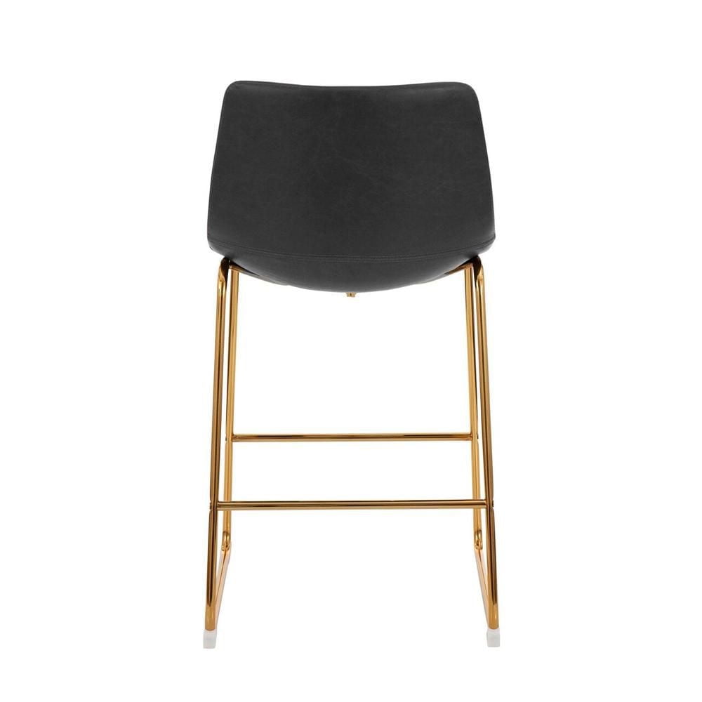 Tabouret en PU de la collection Heavenly, tabouret de comptoir en PU, tabouret moderne avec pieds dorés, tabouret de cuisine, tabouret de restaurant, tabouret d'îlot, avec repose-pieds - Lot de 2