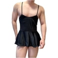 thumbnail image 2 of Sakmal Mens Moomoo Nightgowns Sleeveless Babydoll Big and Tall Moomoo Dress Black Scoop Neck Mens Nightgown Free Size, 2 of 5