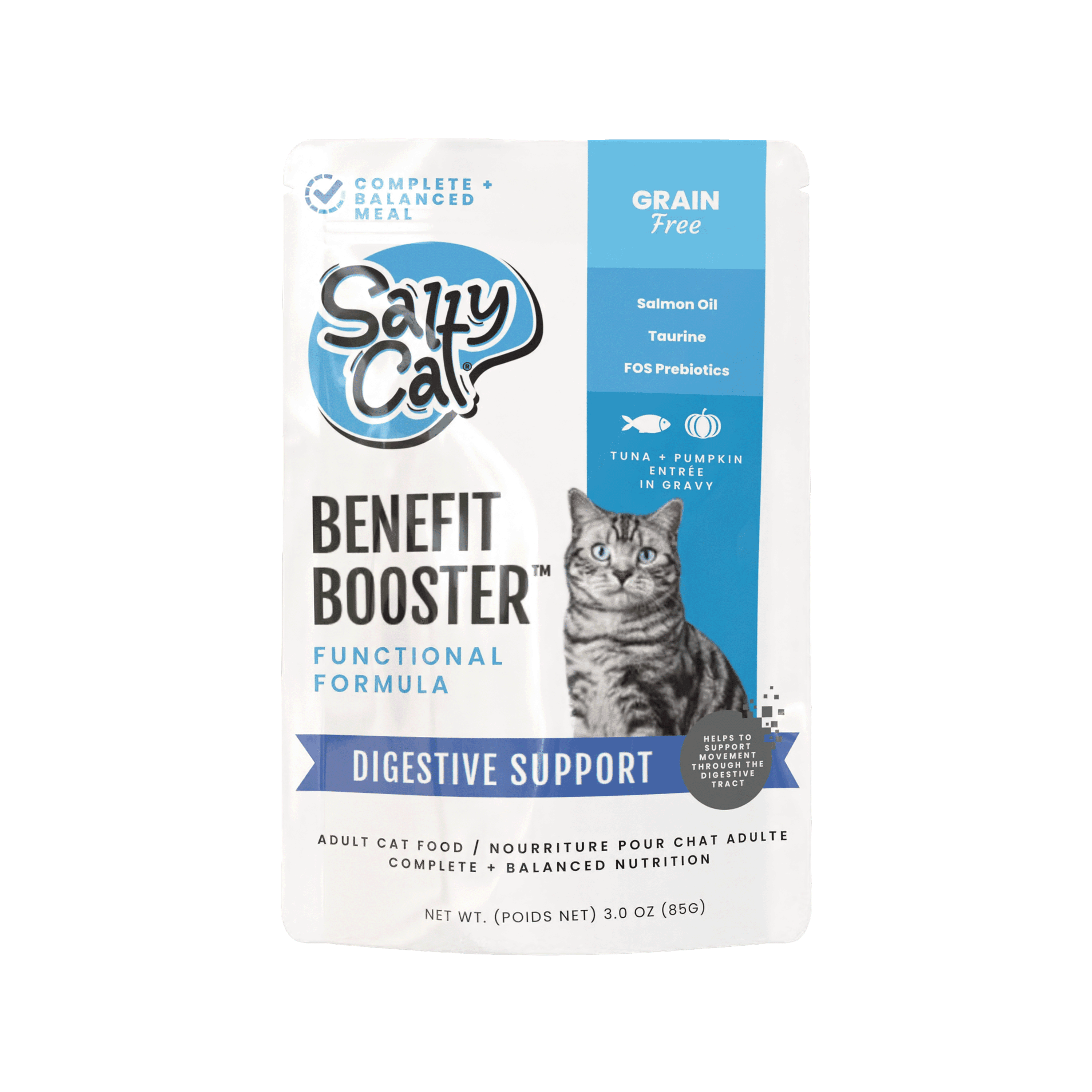 (6 pack) Salty Cat Benefit Booster Digestive Support Tuna & Pumpkin Entrée in Gravy Wet Cat Food, 3 oz. Pouch