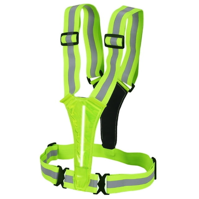 LED Reflective Vest Running Gear USB Rechargeable LED Light Up Vests with Adjustable Waist Shoulder High Visibility Reflective Gear for Night Cycling Walking