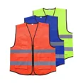thumbnail image 2 of ZHaobin Safety Vest Reflective High Visibility Vest with Pockets and Zipper Construction Work Hi Vision Railroad Airport Engineers Vest (dark blue,One size fits all), 2 of 7
