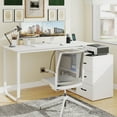 thumbnail image 2 of Costway L-Shaped Desk with Power Outlet 55" Reversible Computer Desk with 3 Drawers White, 2 of 10