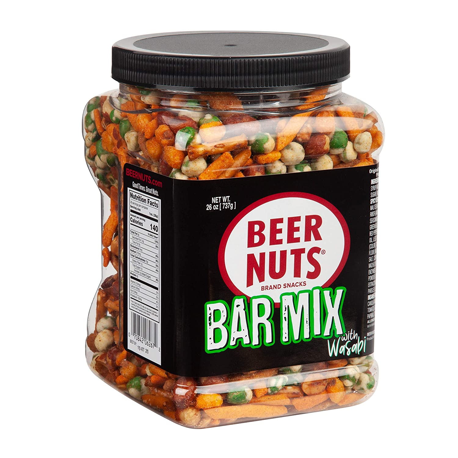 pix Wasapi Food beer nuts bar mix with wasabi 26 oz resealable jar original peanuts wasabi peas hot spicy sesame sticks pretzel niblets snack walmart com