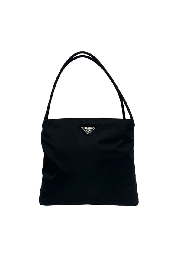 Pre-Owned PRADA Prada Triangle Logo Hardware Tessuto Nylon Tote Bag Semi Shoulder Handbag Black...